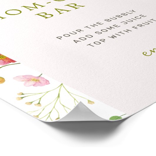 Farbige Wildblume Kinderdusche Momosa Bar Zeichen Poster (Ecke)