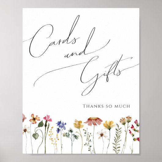 Farbige Wildblume Kinderduschkarten und Geschenke Poster (Vorne)