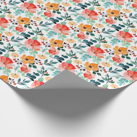Farbige Wildblume Mixed Floral Muster Geschenkpapier (Ecke)