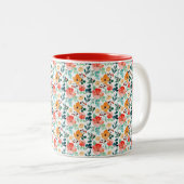 Farbige Wildblume Mixed Floral Muster Zweifarbige Tasse (VorderseiteRechts)