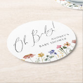 Farbige Wildblume Oh Baby Runder Pappuntersetzer (Angewinkelt)