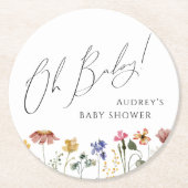 Farbige Wildblume Oh Baby Runder Pappuntersetzer (Vorderseite)