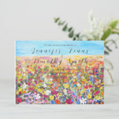 farbige Wildblume Ölfarbe Einladung (Stehend Vorderseite)