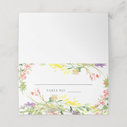 Farbige Wildblume Platzkarte (Außenseite Aufgefaltet)
