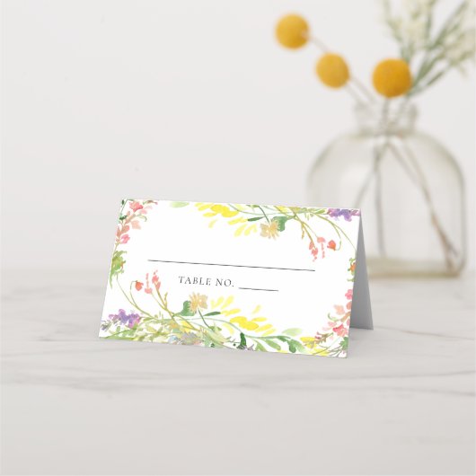 Farbige Wildblume Platzkarte (Vorderseite)