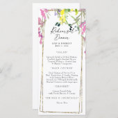 Farbige Wildblume Probe Dinner Menü Menükarte (Vorne/Hinten)