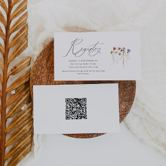 Farbige Wildblume QR-Code Baby Registry Begleitkarte
