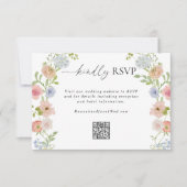 Farbige Wildblume QR Code Hochzeit RSVP Karte (Vorderseite)