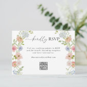 Farbige Wildblume QR Code Hochzeit RSVP Karte (Stehend Vorderseite)