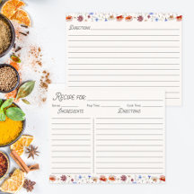 Farbige Wildblume Rezeptkarte für Wasserfarben