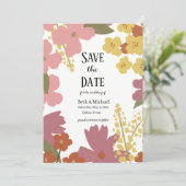 Farbige Wildblume Save the Date Einladung (Stehend Vorderseite)