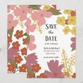 Farbige Wildblume Save the Date Einladung (Vorne/Hinten)