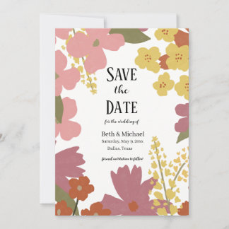 Farbige Wildblume Save the Date Einladung