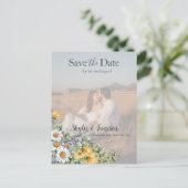 Farbige Wildblume Save the Date Foto Postkarte (Stehend Vorderseite)