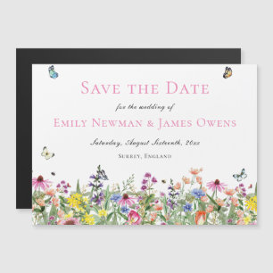 Farbige Wildblume Save the Date Magneteinladung
