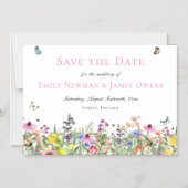 Farbige Wildblume Save the Date Magneteinladung (Vorderseite)