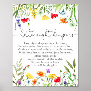 Farbige Wildblume Spätabenteuer-Zeichen Poster