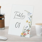 Farbige Wildblume Tischnummern Sockelschild (In SItu)