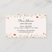 Farbige Wildblume Wasserfarben Sommer Blumen Visitenkarte (Rückseite)