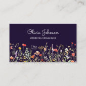 Farbige Wildblume Wasserfarben Sommer Blumen Visitenkarte (Vorderseite)