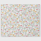 Farbige Wildblume Watercolor-Design Geschenkpapier (Flach)