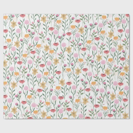 Farbige Wildblume Watercolor-Design Geschenkpapier (Flach)