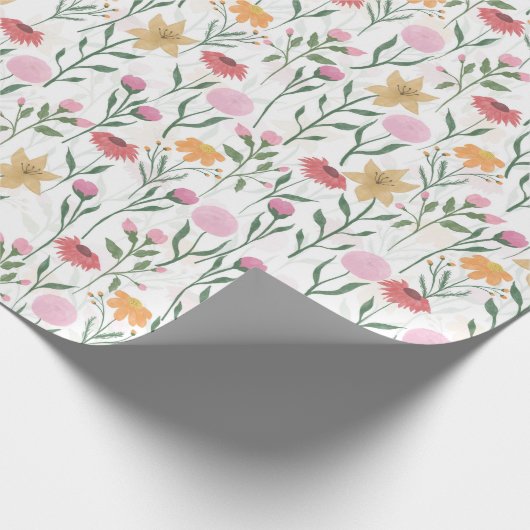 Farbige Wildblume Watercolor-Design Geschenkpapier (Ecke)