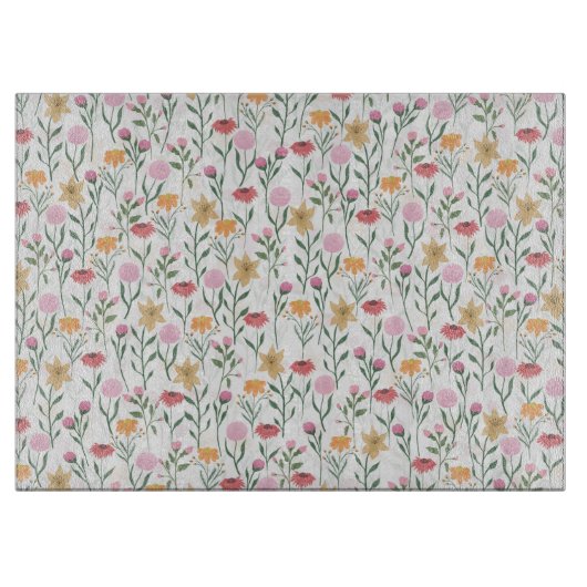 Farbige Wildblume Watercolor-Design Schneidebrett (Vorderseite)