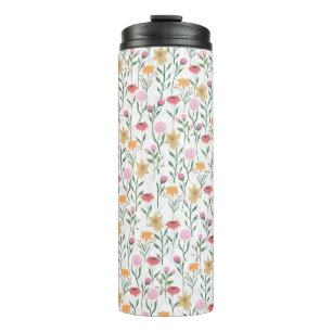 Farbige Wildblume Watercolor-Design Thermosbecher