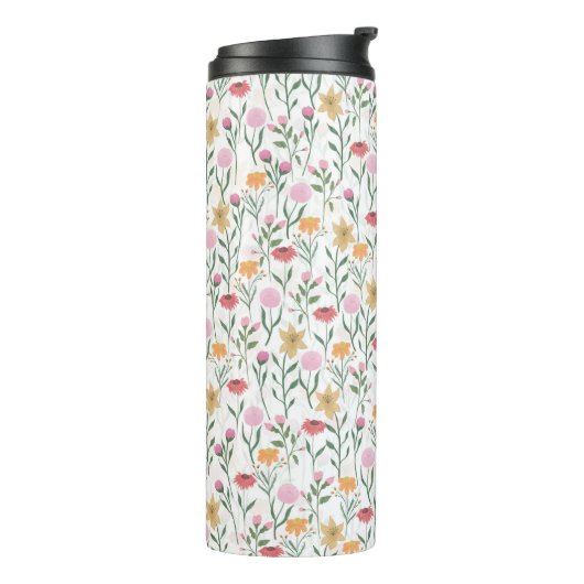 Farbige Wildblume Watercolor-Design Thermosbecher (Nach links gedreht)
