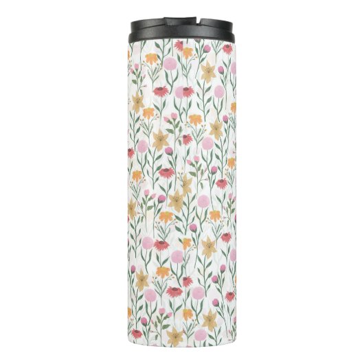 Farbige Wildblume Watercolor-Design Thermosbecher (Rückseite)