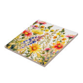 Farbige Wildblumen Aquarell Fliese (Seite)