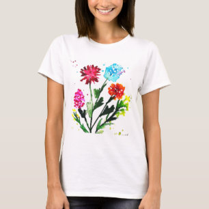 Farbige Wildblumen Aquarell rustikal hübsch T-Shirt