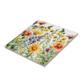 Farbige Wildblumen-Aquarellmalerei Fliese (Seite)