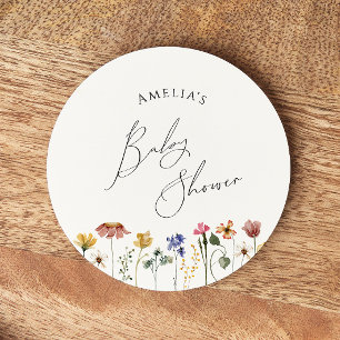 Farbige Wildblumen-Baby-Party Runder Pappuntersetzer