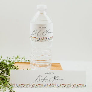 Farbige Wildblumen-Baby-Party Wasserflaschenetikett