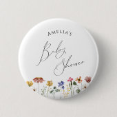 Farbige Wildblumen-Baby-Shower Button (Vorderseite)