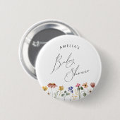 Farbige Wildblumen-Baby-Shower Button (Vorne & Hinten)