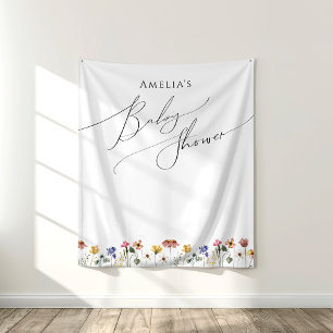 Farbige Wildblumen-Baby-Shower-Kulisse Wandteppich