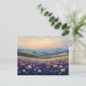 Farbige Wildblumen bei Sonnenuntergang Postkarte (Stehend Vorderseite)