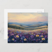 Farbige Wildblumen bei Sonnenuntergang Postkarte (Vorne/Hinten)
