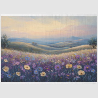 Farbige Wildblumen bei Sonnenuntergang Seidenpapier