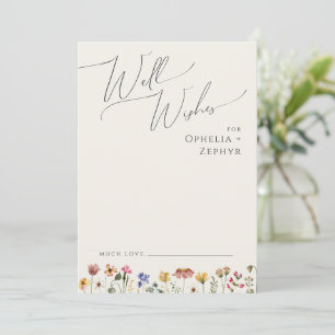 Farbige Wildblumen Beige Hochzeit Grußkarte Hinweiskarte