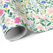 Farbige Wildblumen-Blumen Geschenkpapier (Rolleneckpunkt)