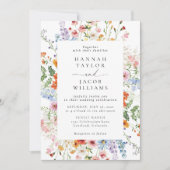 Farbige Wildblumen-Blumen-QR-Code-RSVP-Hochzeit Einladung (Vorderseite)