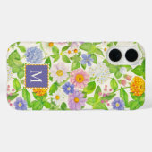 Farbige Wildblumen Blumenmuster Monogramm Case-Mate iPhone Hülle (Rückseite (Horizontal))