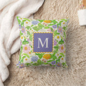 Farbige Wildblumen Blumenmuster Monogramm Kissen (Decke)