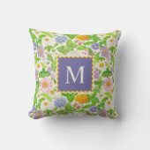 Farbige Wildblumen Blumenmuster Monogramm Kissen (Vorderseite)