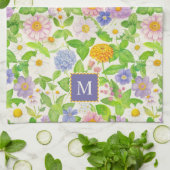 Farbige Wildblumen Blumenmuster Monogramm-Schürze Geschirrtuch (Gefaltet)