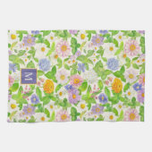 Farbige Wildblumen Blumenmuster Monogramm-Schürze Geschirrtuch (Horizontal)
